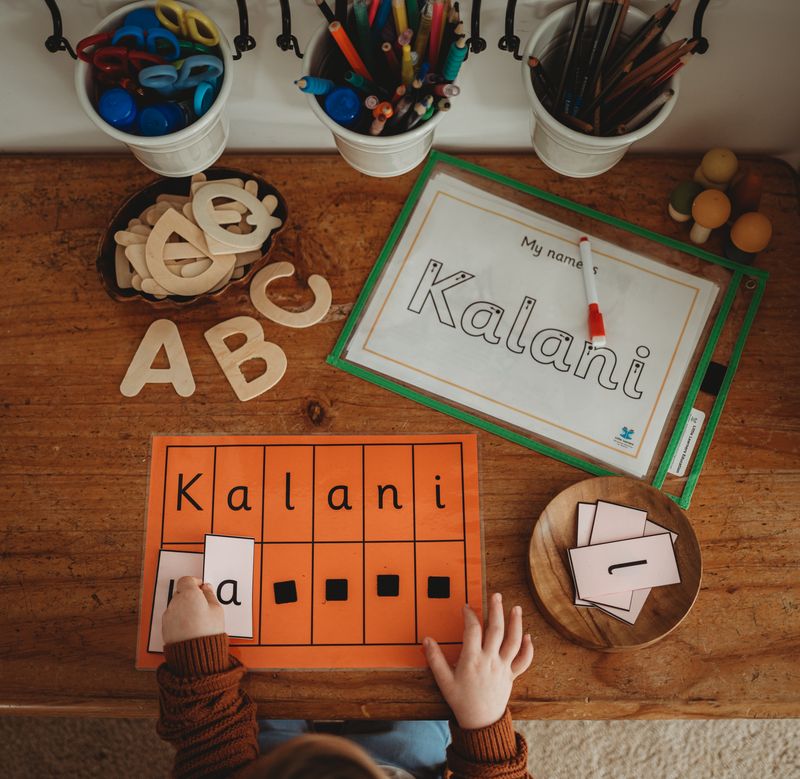 Learning pack laid out on a child's desk
